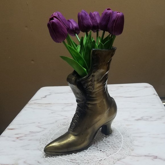 1950's Brass Victorian Decorative Boot Vase - Picture 9 of 9